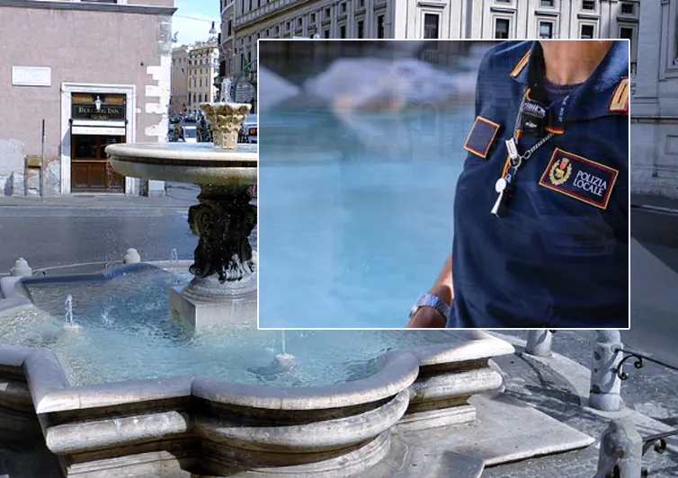 Bagno all’alba nella fontana progettata dal Maderno: blitz della Polizia Locale blocca sei persone